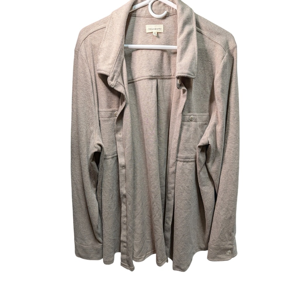 Thread & Supply Shacket Women 2X Oatmeal Excellent Soft Knit Button Up Jacket